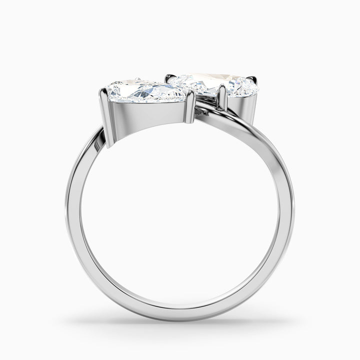 Paula Toi Et Moi Ring in 925 Sterling Silver With Both Pear Two Stone Moissanite Diamond (2 Ct. Tw.)