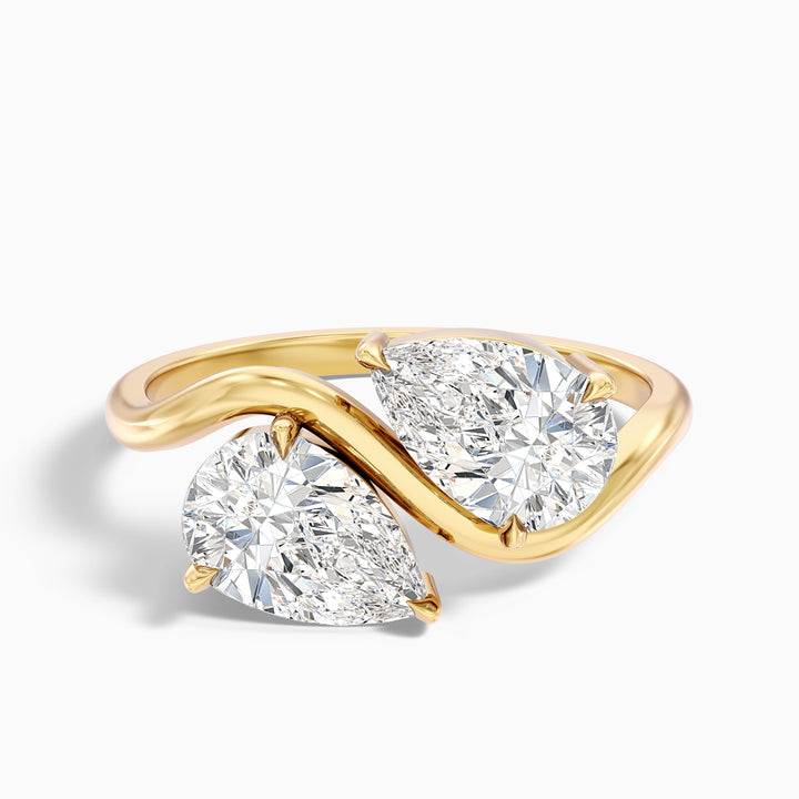 Paula Toi Et Moi Ring in 10k Yellow Gold With Both Pear Two Stone Lab Grown Diamond (1 Ct. Tw.)