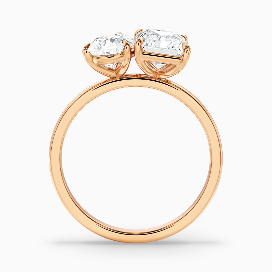 Wendy Toi Et Moi Ring in 10k Rose Gold With Pear and Radiant Two Stone Moissanite Diamond (1 Ct. Tw.)