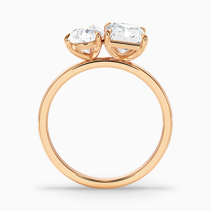 Wendy Toi Et Moi Ring in 10k Rose Gold With Pear and Radiant Two Stone Moissanite Diamond (1 Ct. Tw.)