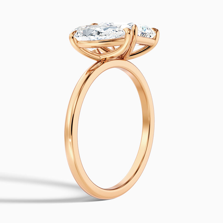 Wendy Toi Et Moi Ring in 10k Rose Gold With Pear and Radiant Two Stone Moissanite Diamond (1 Ct. Tw.)
