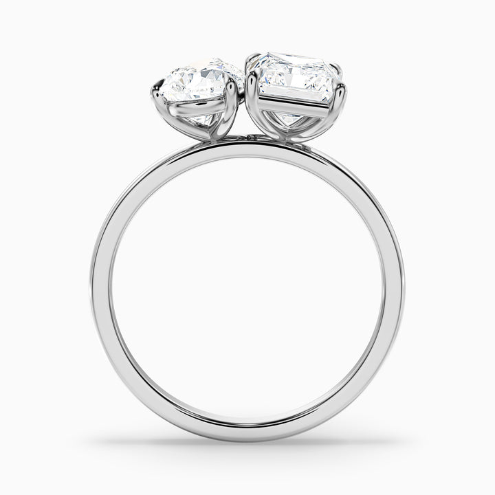 Wendy Toi Et Moi Ring in 925 Sterling Silver With Pear and Radiant Two Stone Moissanite Diamond (1 Ct. Tw.)