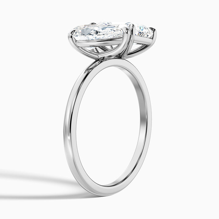 Wendy Toi Et Moi Ring in 10k Rose Gold With Pear and Radiant Two Stone Moissanite Diamond (1 Ct. Tw.)