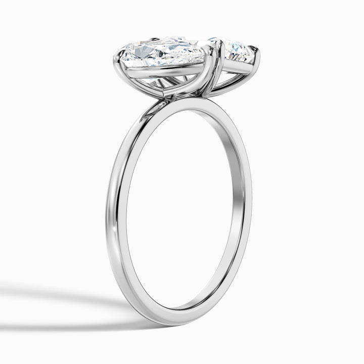 Wendy Toi Et Moi Ring in 925 Sterling Silver With Pear and Radiant Two Stone Lab Grown Diamond (3 Ct. Tw.)