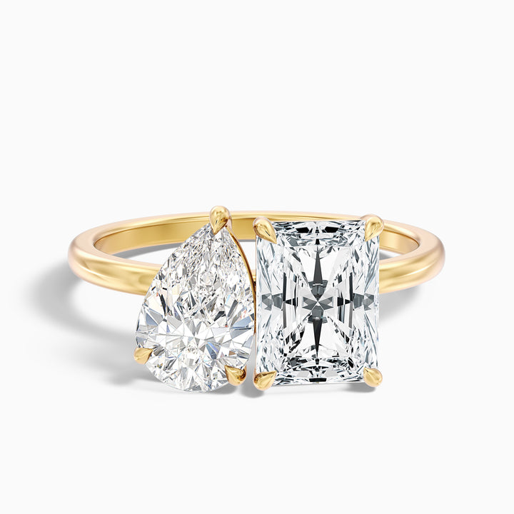 Wendy Toi Et Moi Ring in 925 Sterling Silver With Pear and Radiant Two Stone Lab Grown Diamond (4.5 Ct. Tw.)