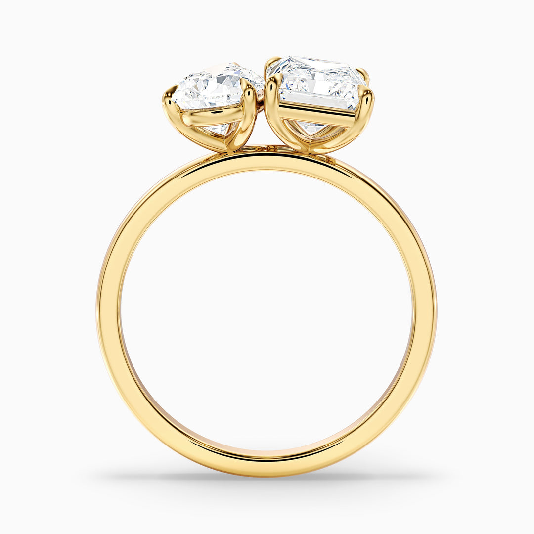 Wendy Toi Et Moi Ring in 10k Rose Gold With Pear and Radiant Two Stone Moissanite Diamond (1 Ct. Tw.)