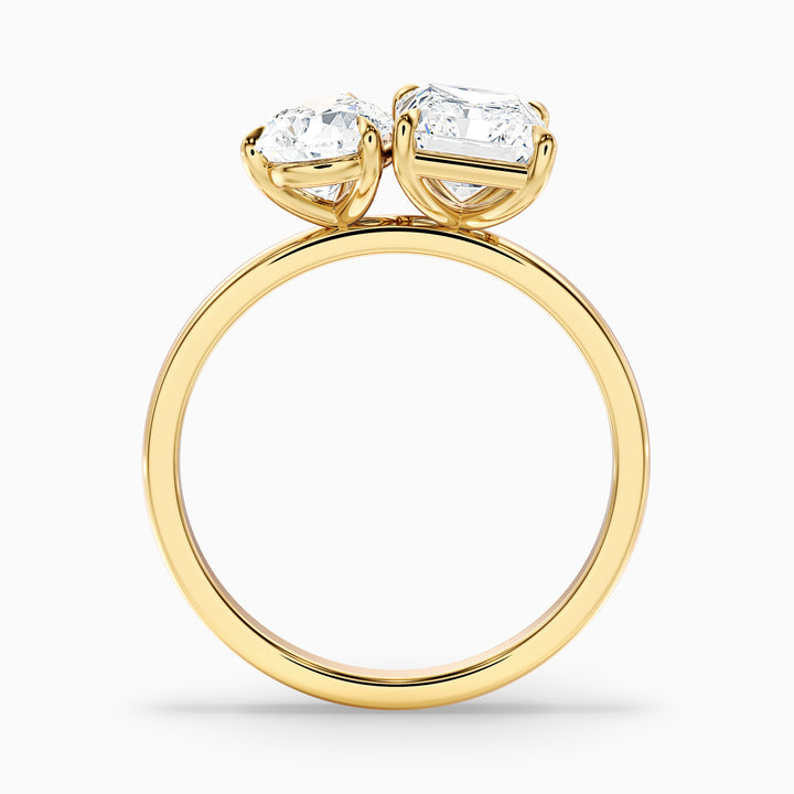 Wendy Toi Et Moi Ring in 10k Rose Gold With Pear and Radiant Two Stone Moissanite Diamond (1 Ct. Tw.)