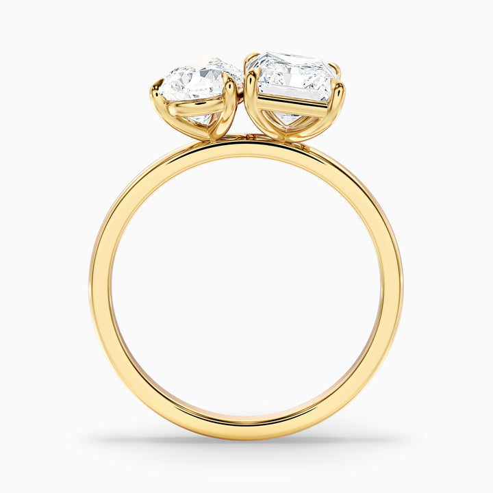 Wendy Toi Et Moi Ring in 925 Sterling Silver With Pear and Radiant Two Stone Moissanite Diamond (1.5 Ct. Tw.)
