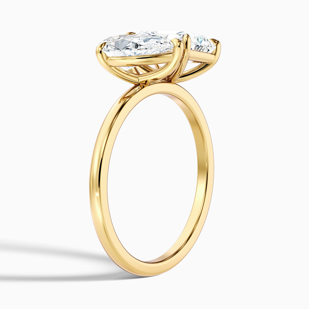 Wendy Toi Et Moi Ring in 925 Sterling Silver With Pear and Radiant Two Stone Moissanite Diamond (4 Ct. Tw.)