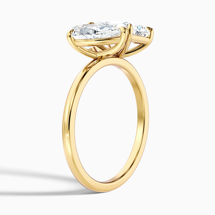 Wendy Toi Et Moi Ring in 925 Sterling Silver With Pear and Radiant Two Stone Moissanite Diamond (4 Ct. Tw.)