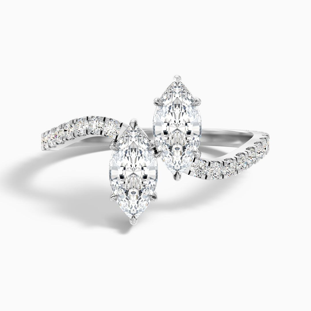 Caren Toi Et Moi Ring in 925 Sterling Silver With Both Marquise Two Stone Moissanite Diamond (2 Ct. Tw.)
