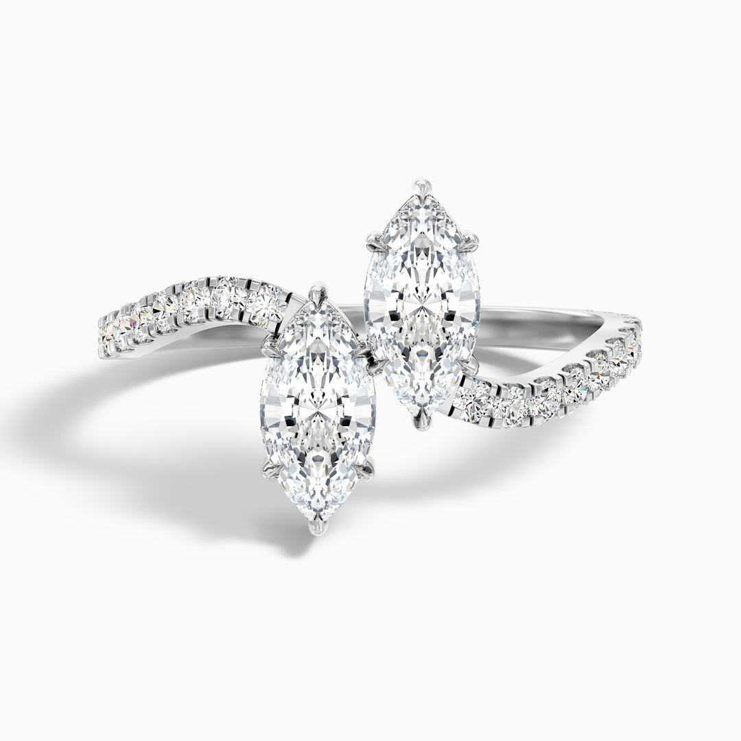 Caren Toi Et Moi Ring in 10k Rose Gold With Both Marquise Two Stone Moissanite Diamond (1 Ct. Tw.)