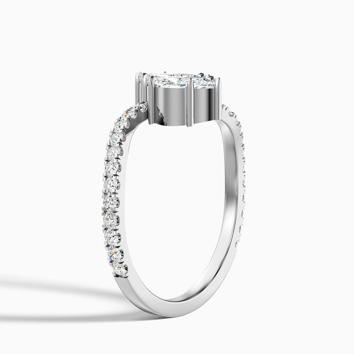 Caren Toi Et Moi Ring in 925 Sterling Silver With Both Marquise Two Stone Moissanite Diamond (3 Ct. Tw.)