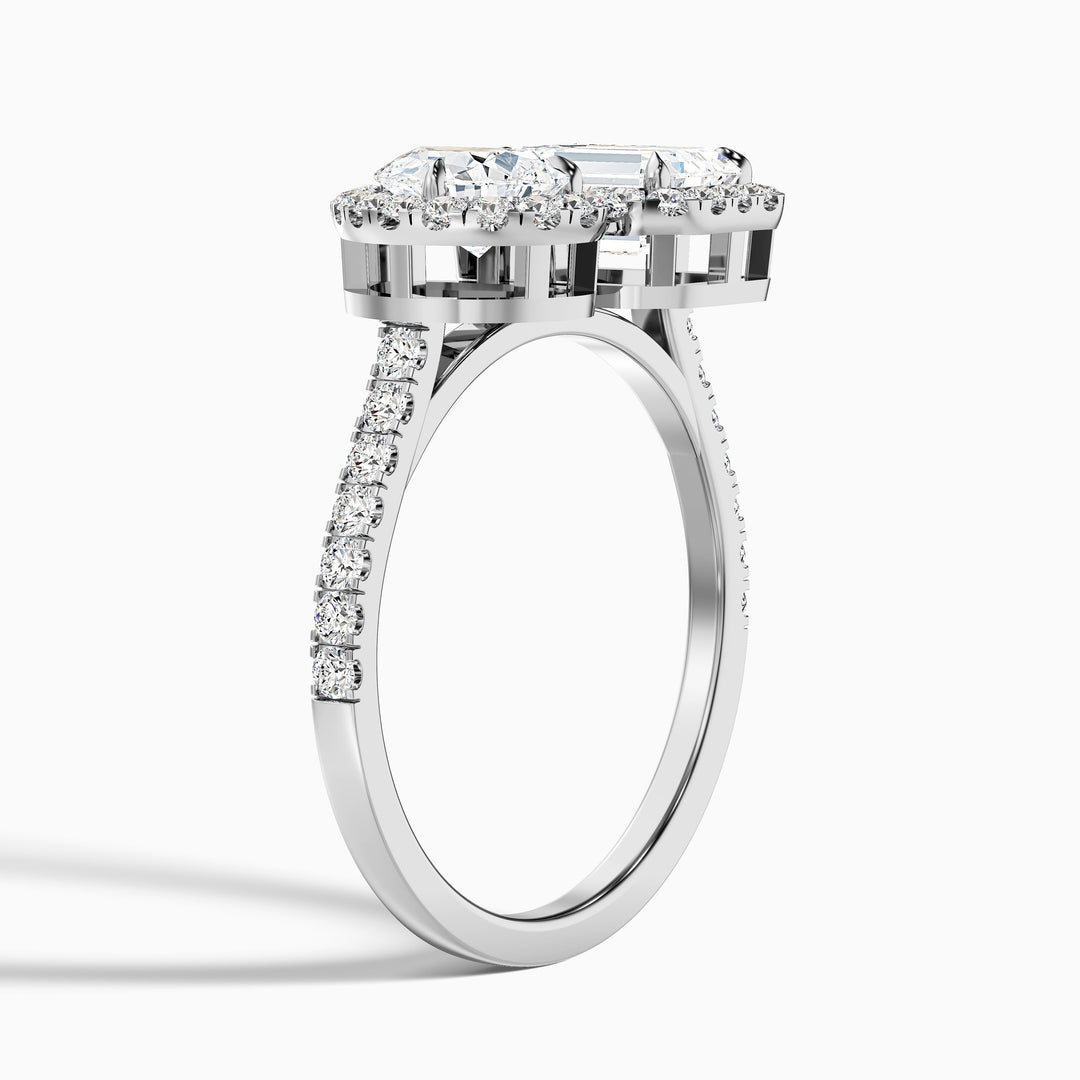 ayana 1 carat toi et moi halo ring in 925 sterling silver with pear and emerald lab grown diamond - Detail View