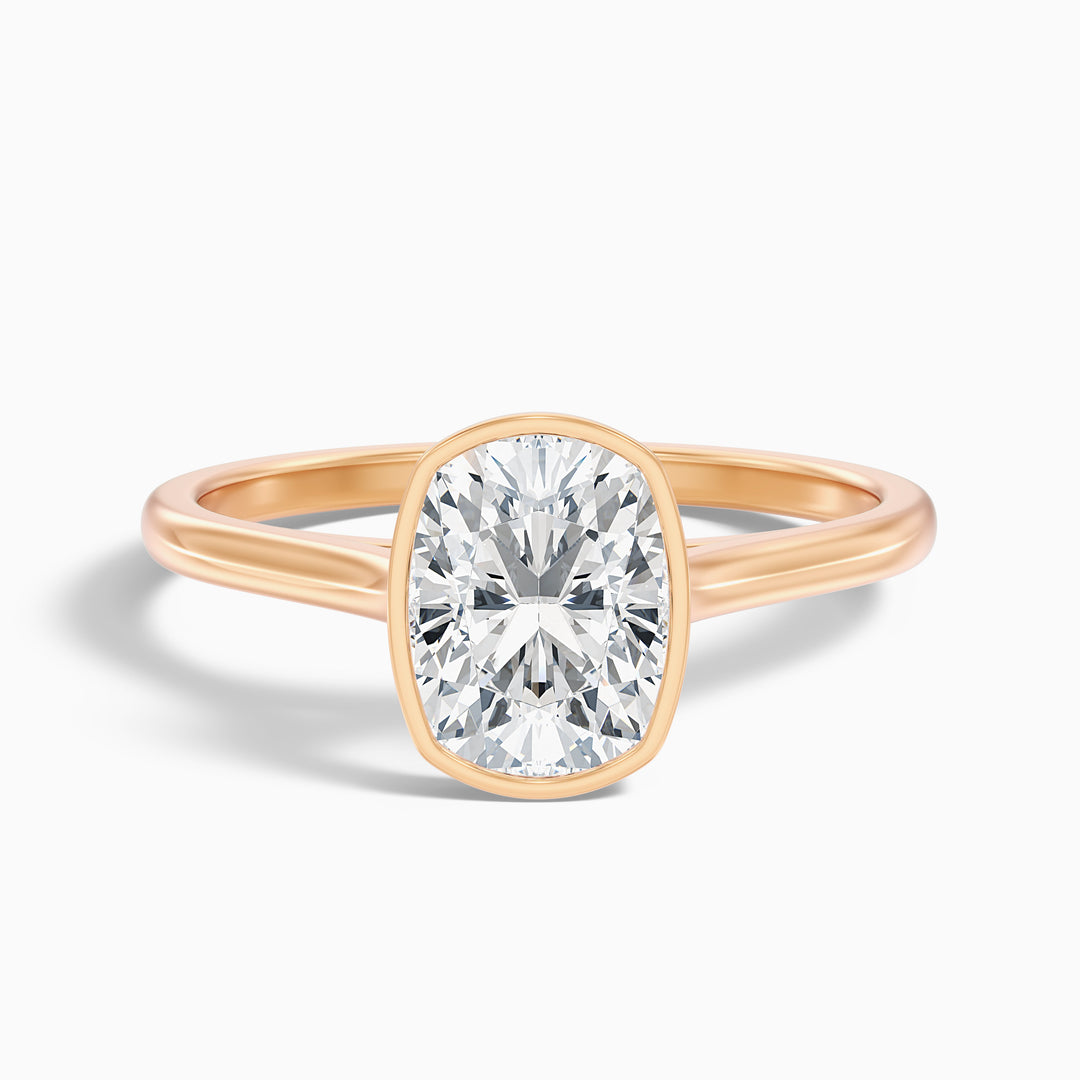 Angie 5 Carat Elongated Cushion Cut Bezel Set Lab Grown Diamond Ring in 14k Yellow Gold