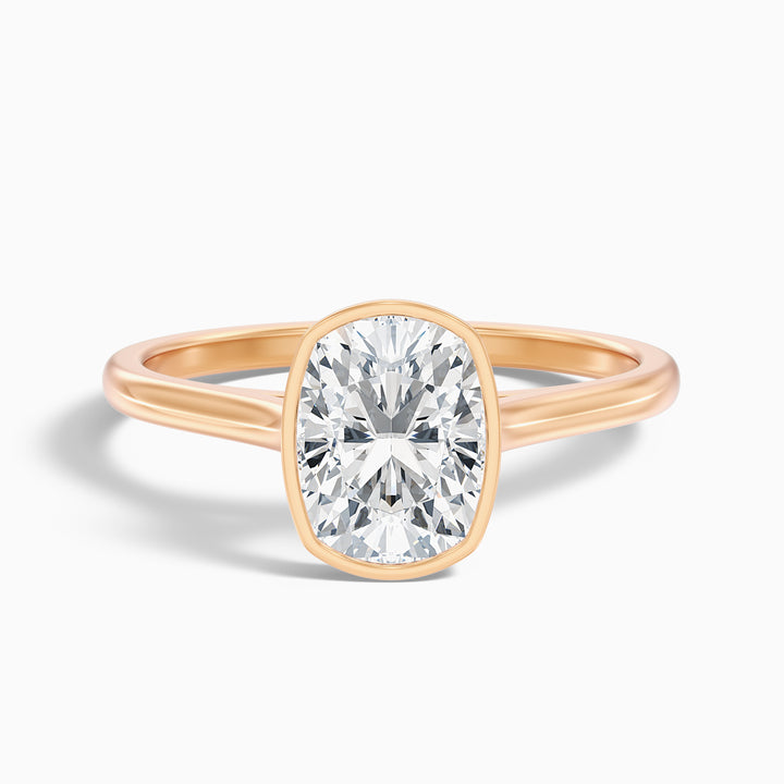 Angie 5 Carat Elongated Cushion Cut Bezel Set Lab Grown Diamond Ring in 14k Yellow Gold