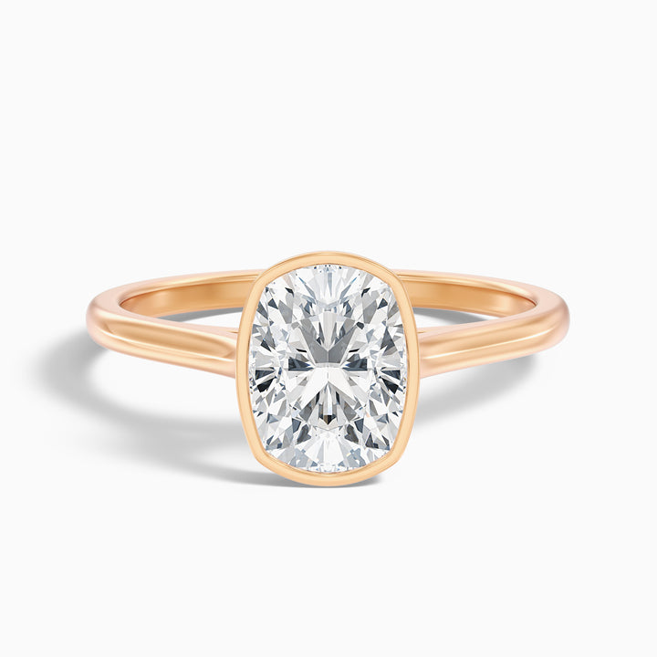 Angie 2.5 Carat Elongated Cushion Cut Bezel Set Lab Grown Diamond Ring in 925 Sterling Silver