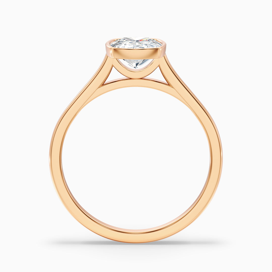 Angie 3 Carat Elongated Cushion Cut Bezel Set Moissanite Diamond Ring in 10k White Gold