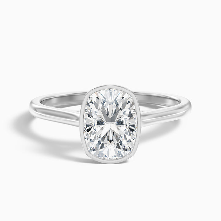 Angie 1.5 Carat Elongated Cushion Cut Bezel Set Lab Grown Diamond Ring in 925 Sterling Silver