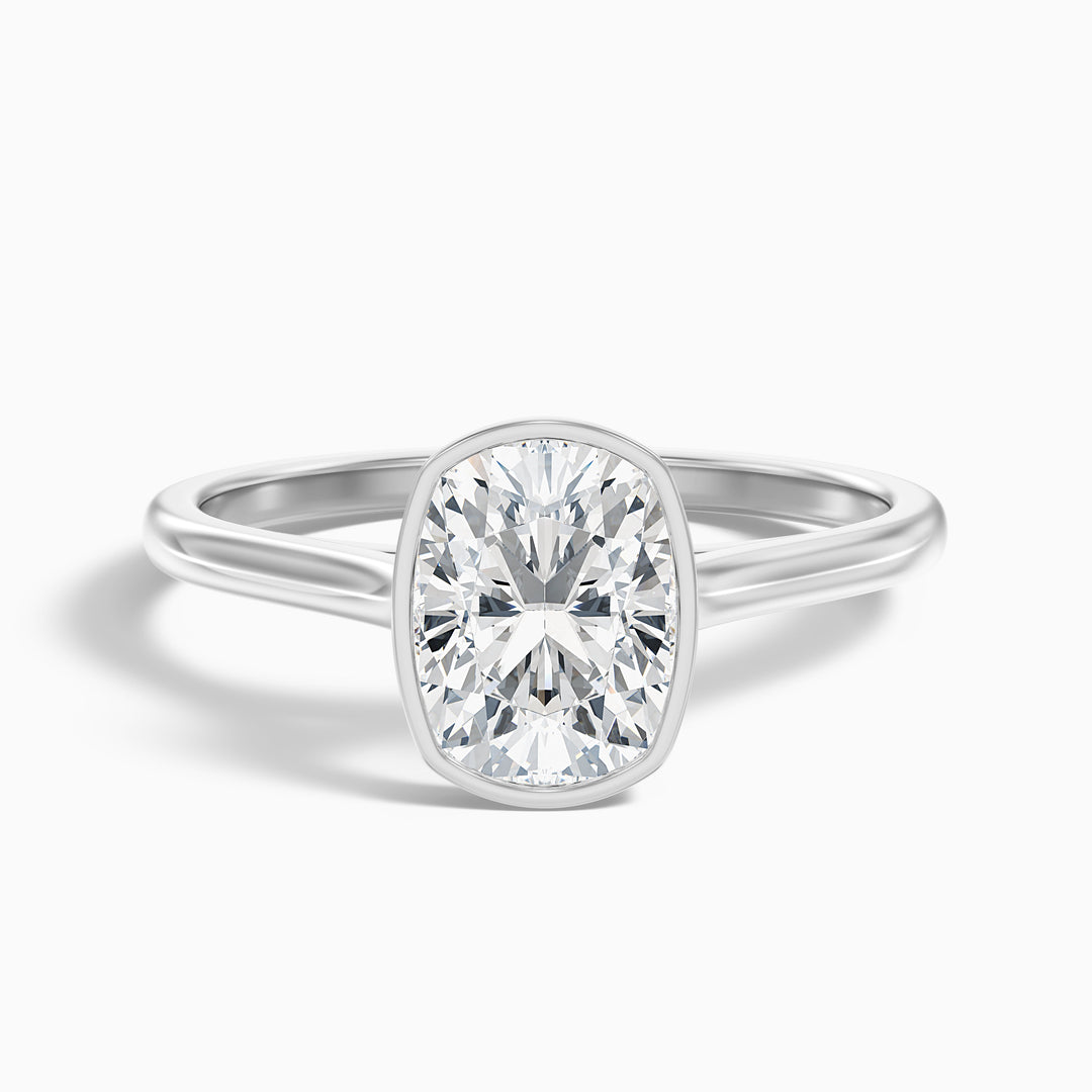 Angie 5 Carat Elongated Cushion Cut Bezel Set Lab Grown Diamond Ring in 14k Yellow Gold