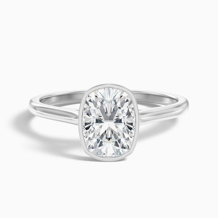 Angie 5 Carat Elongated Cushion Cut Bezel Set Lab Grown Diamond Ring in 14k Yellow Gold