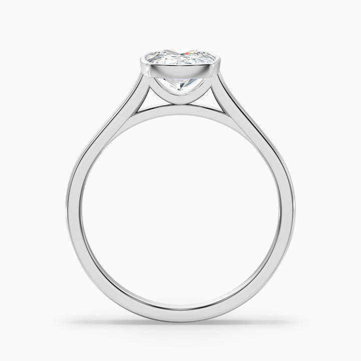 Angie 3 Carat Elongated Cushion Cut Bezel Set Moissanite Diamond Ring in 10k White Gold