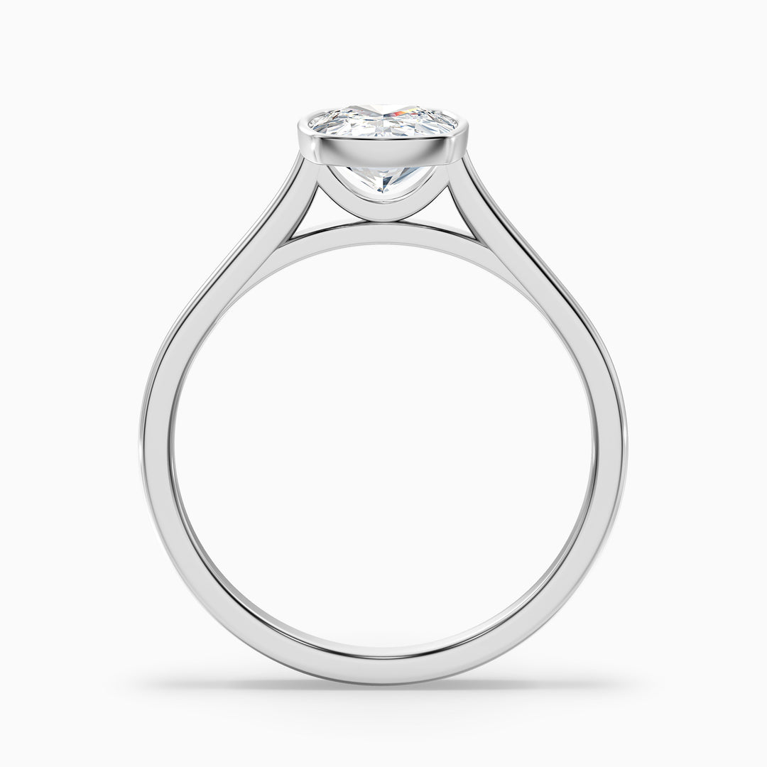 Angie 2.5 Carat Elongated Cushion Cut Bezel Set Lab Grown Diamond Ring in 925 Sterling Silver