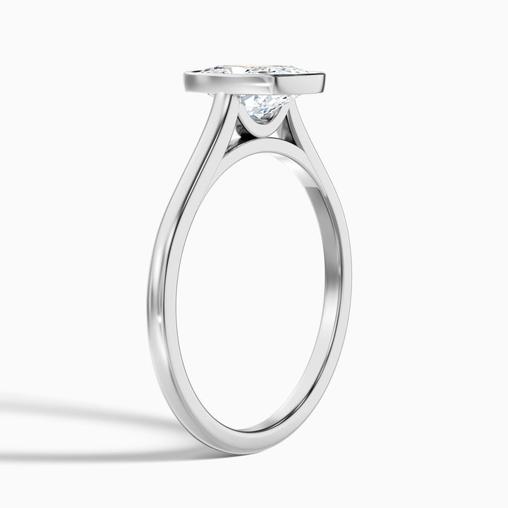 Angie 5 Carat Elongated Cushion Cut Bezel Set Lab Grown Diamond Ring in 925 Sterling Silver