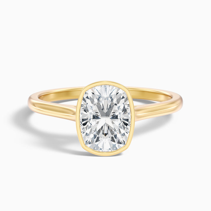 Angie 1.5 Carat Elongated Cushion Cut Bezel Set Lab Grown Diamond Ring in 925 Sterling Silver