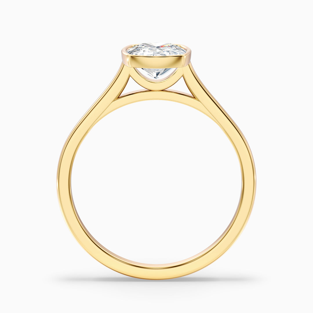 Angie 3 Carat Elongated Cushion Cut Bezel Set Moissanite Diamond Ring in 10k White Gold