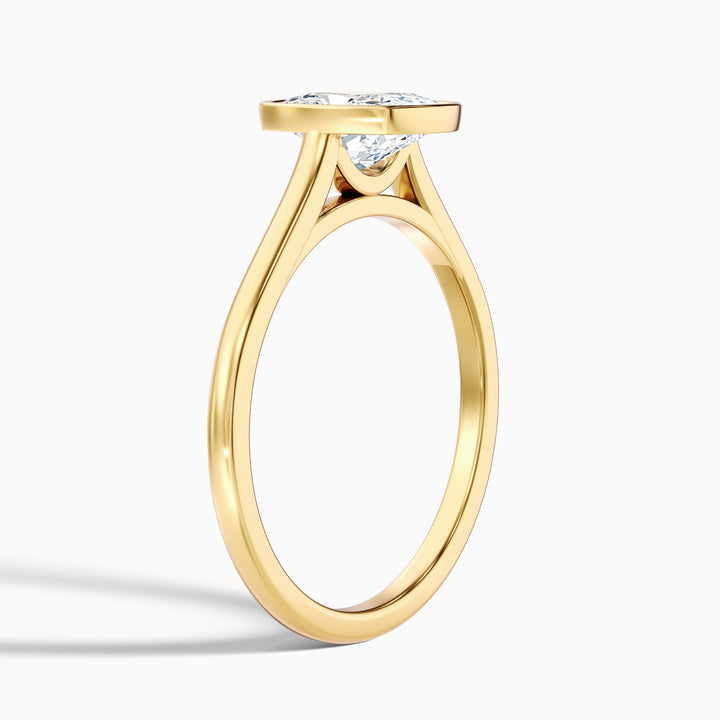 Angie 5 Carat Elongated Cushion Cut Bezel Set Lab Grown Diamond Ring in 14k Yellow Gold