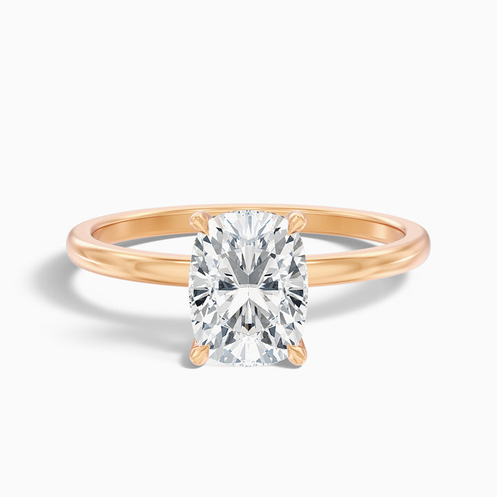 Lynda 3 Carat Elongated Cushion Cut Hidden Halo Moissanite Diamond Ring in 10k White Gold
