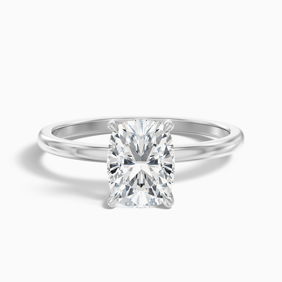 Lynda 3 Carat Elongated Cushion Cut Hidden Halo Lab Grown Diamond Ring in 925 Sterling Silver