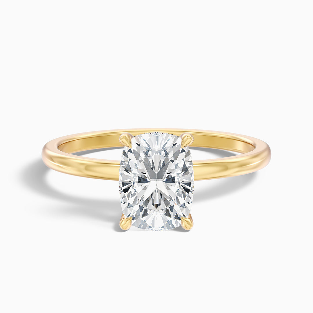 Lynda 3 Carat Elongated Cushion Cut Hidden Halo Lab Grown Diamond Ring in 925 Sterling Silver