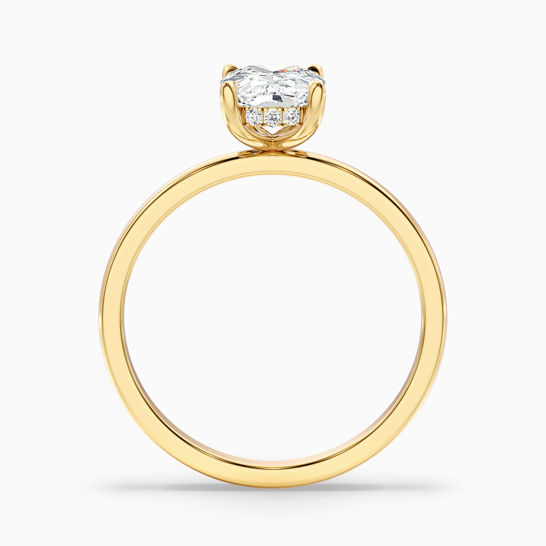 Lynda 3 Carat Elongated Cushion Cut Hidden Halo Moissanite Diamond Ring in 10k White Gold