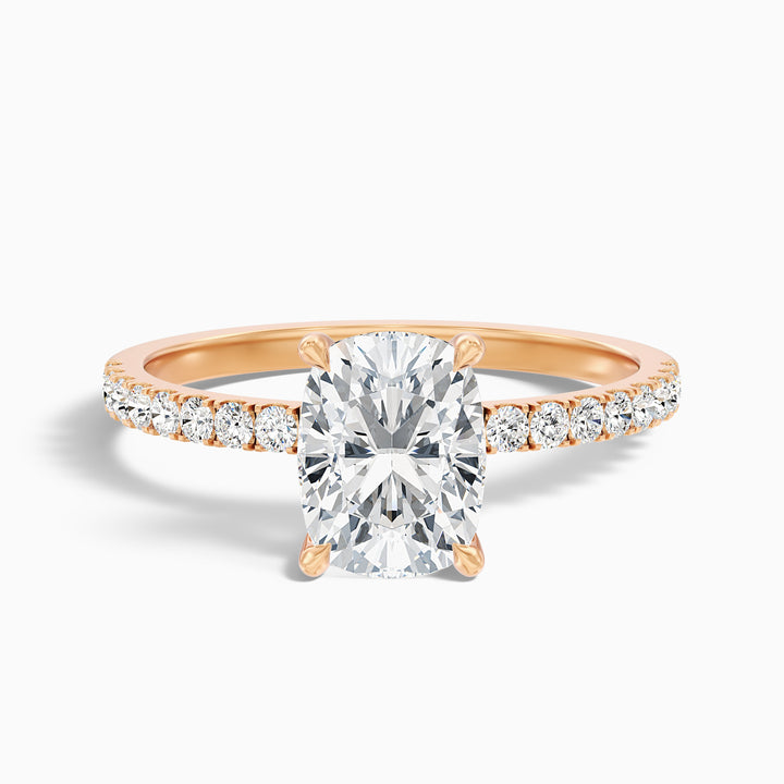Holly 3 Carat Elongated Cushion Cut Hidden Halo Pave Moissanite Diamond Ring in 10k White Gold