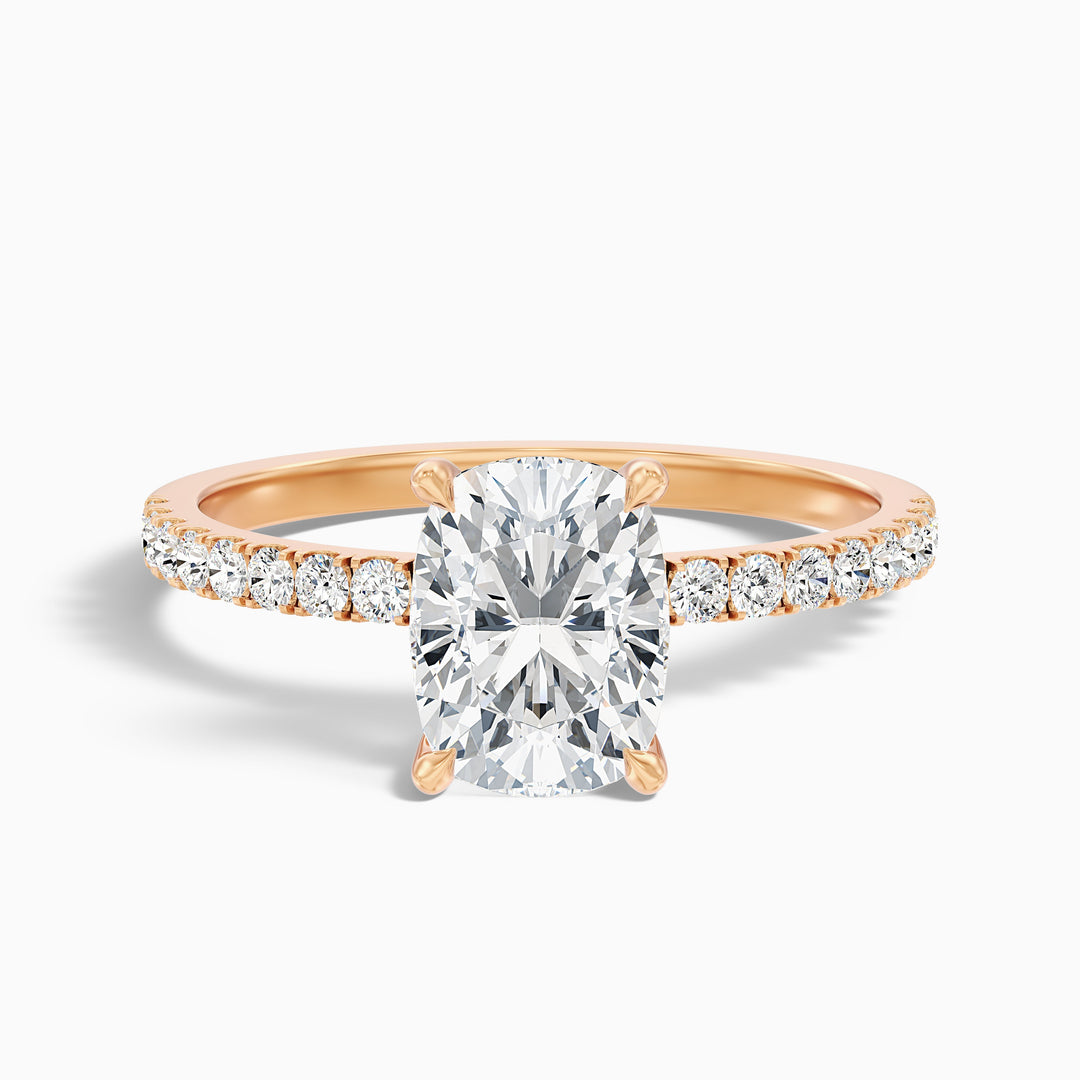 Holly 3.5 Carat Elongated Cushion Cut Hidden Halo Pave Lab Grown Diamond Ring in 925 Sterling Silver