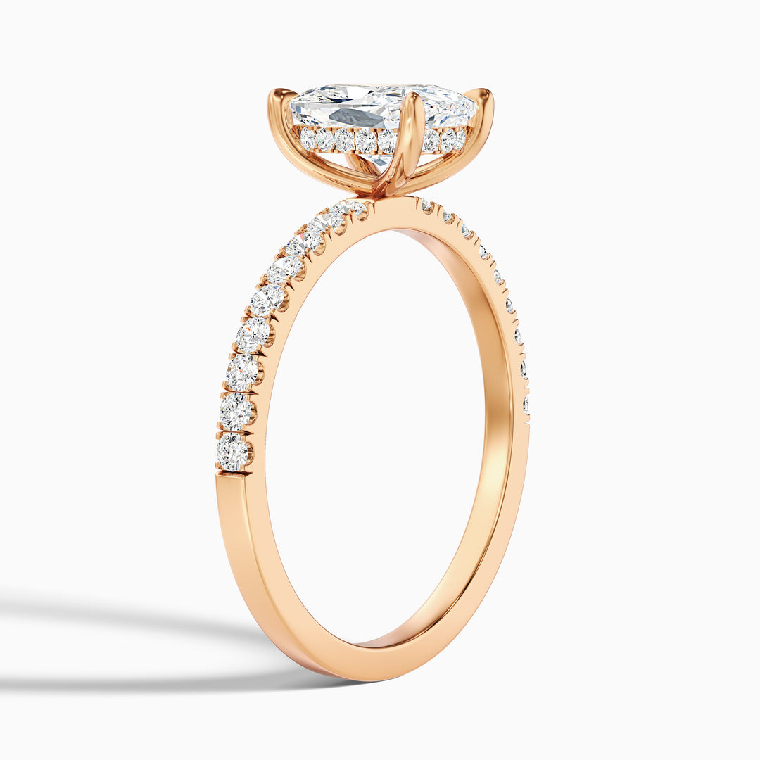 Holly 3 Carat Elongated Cushion Cut Hidden Halo Pave Moissanite Diamond Ring in 10k White Gold