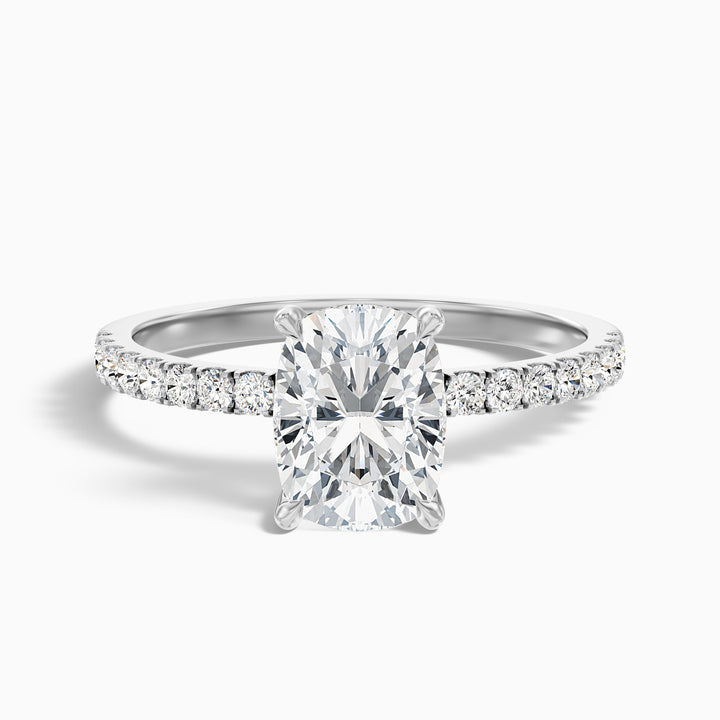 Holly 3.5 Carat Elongated Cushion Cut Hidden Halo Pave Moissanite Diamond Ring in 925 Sterling Silver