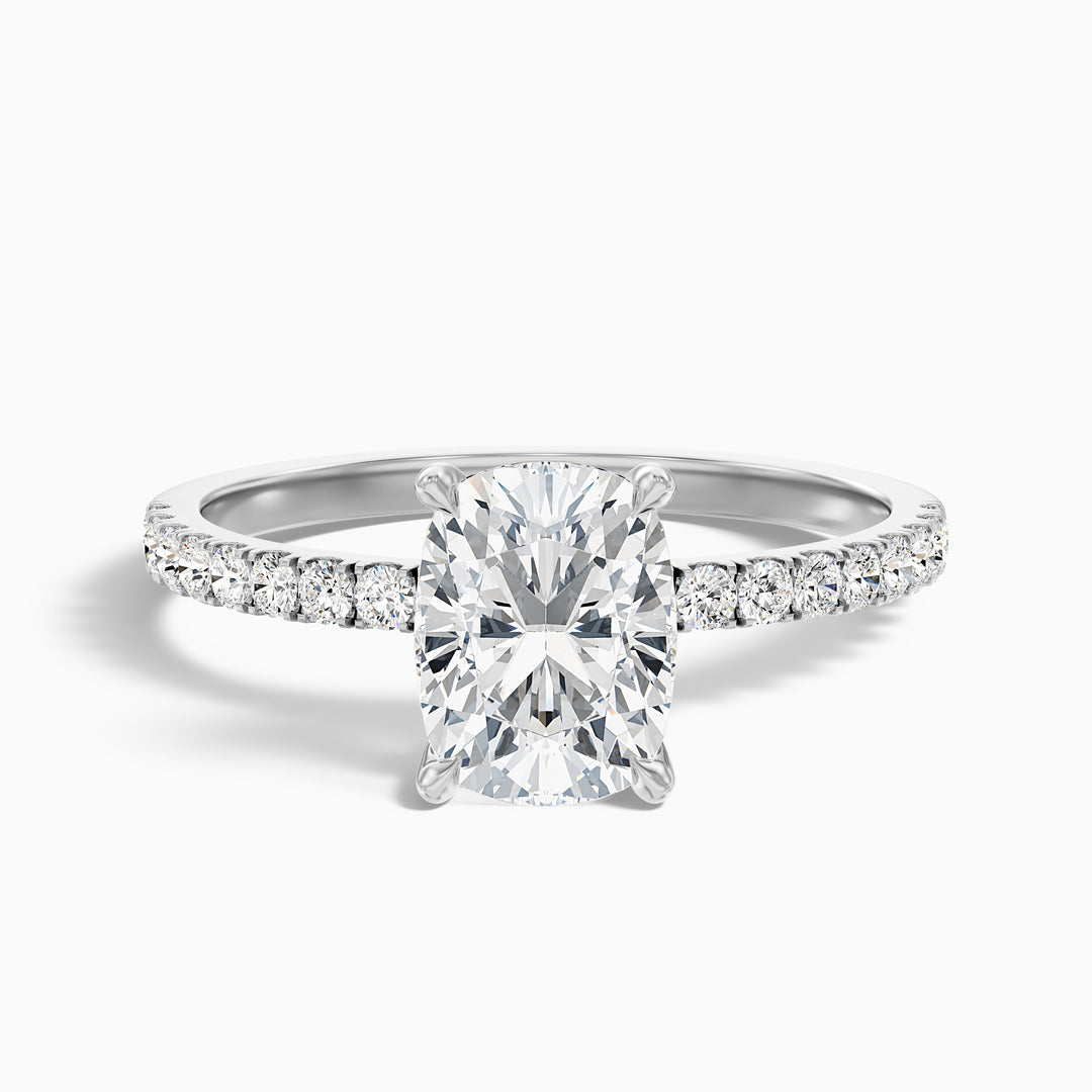 Holly 4 Carat Elongated Cushion Cut Hidden Halo Pave Moissanite Diamond Ring in 925 Sterling Silver