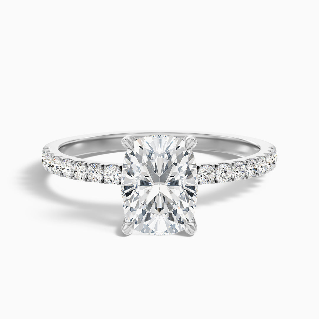 Holly 4 Carat Elongated Cushion Cut Hidden Halo Pave Moissanite Diamond Ring in 10k Yellow Gold