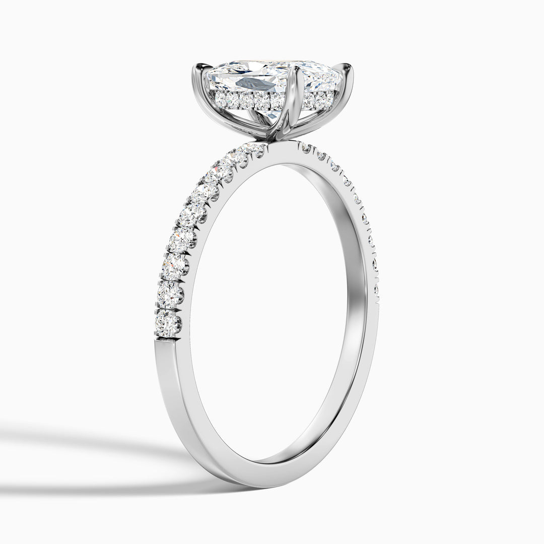 Holly 3 Carat Elongated Cushion Cut Hidden Halo Pave Moissanite Diamond Ring in 10k White Gold