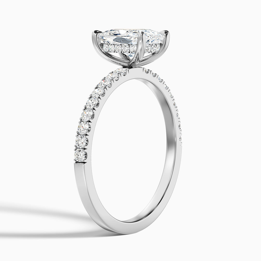 Holly 2 Carat Elongated Cushion Cut Hidden Halo Pave Moissanite Diamond Ring in 925 Sterling Silver