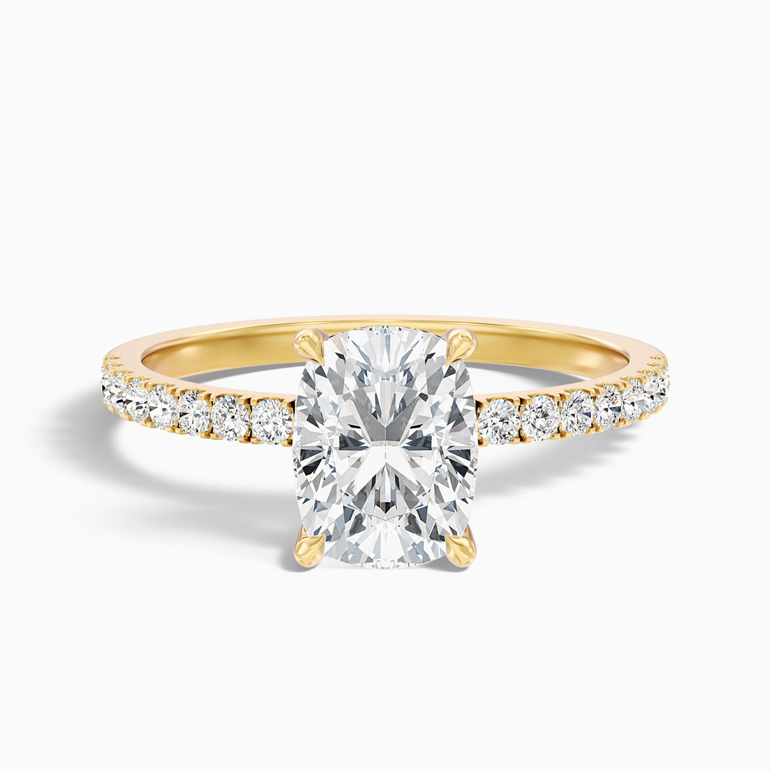 Holly 3 Carat Elongated Cushion Cut Hidden Halo Pave Moissanite Diamond Ring in 10k White Gold