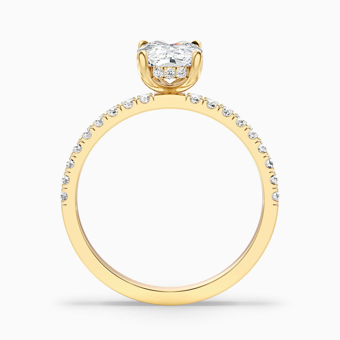 Holly 3 Carat Elongated Cushion Cut Hidden Halo Pave Moissanite Diamond Ring in 10k White Gold