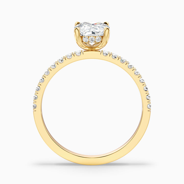 Holly 3 Carat Elongated Cushion Cut Hidden Halo Pave Moissanite Diamond Ring in 10k White Gold