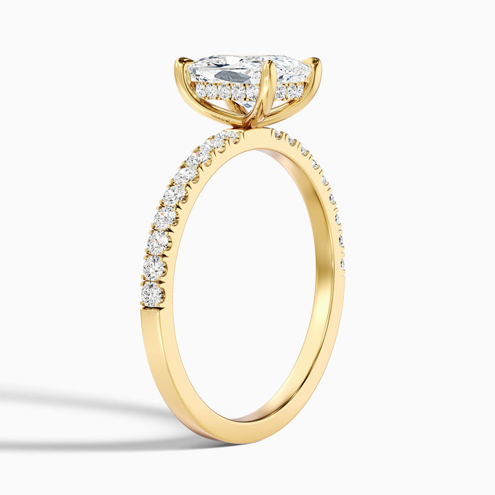 Holly 1 Carat Elongated Cushion Cut Hidden Halo Pave Lab Grown Diamond Ring in 925 Sterling Silver