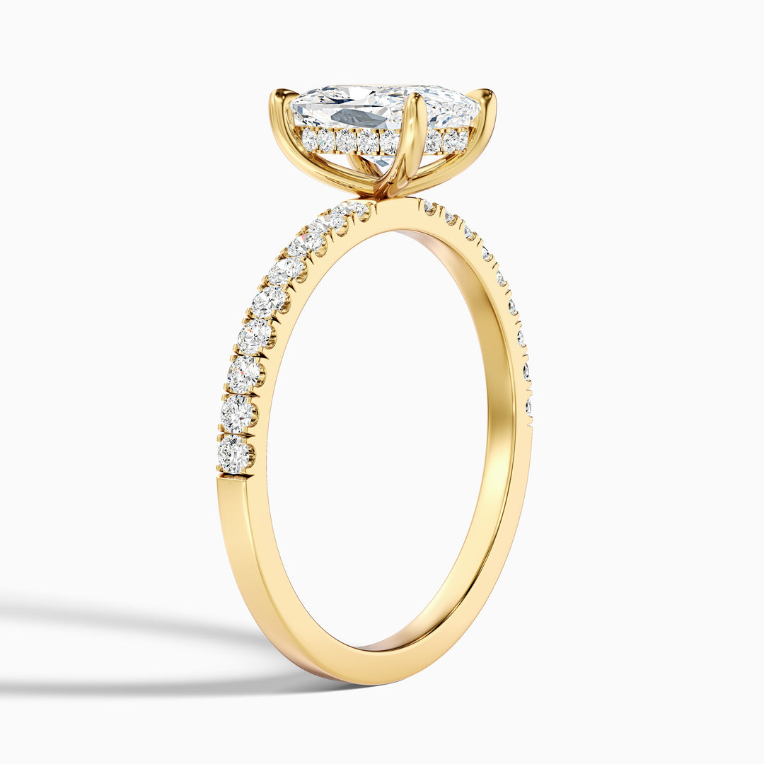 Holly 3 Carat Elongated Cushion Cut Hidden Halo Pave Moissanite Diamond Ring in 10k White Gold