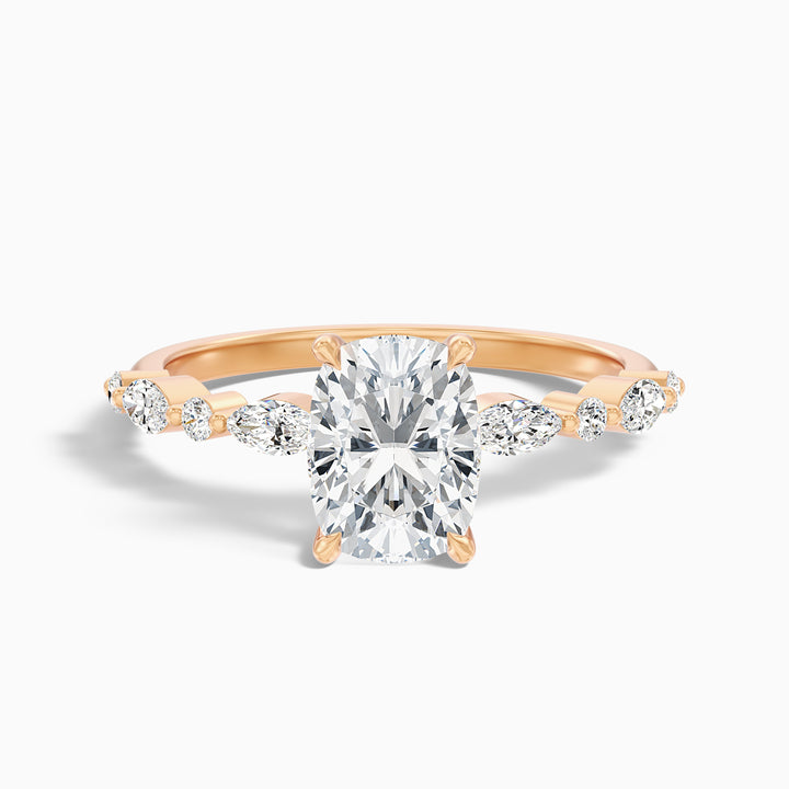 Joyee 1 Carat Elongated Cushion Cut Hidden Halo Lab Grown Diamond Ring in 10k Rose Gold
