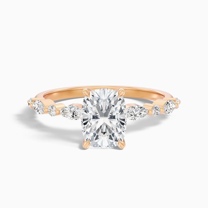 Joyee 1 Carat Elongated Cushion Cut Hidden Halo Lab Grown Diamond Ring in 925 Sterling Silver